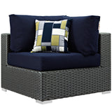 Sojourn 5 Piece Outdoor Patio Sunbrella® Sectional Set Canvas Navy EEI-2378-CHC-NAV-SET