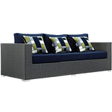 Sojourn 3 Piece Outdoor Patio Sunbrella® Sectional Set Canvas Navy EEI-2384-CHC-NAV-SET