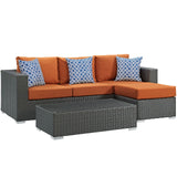 Sojourn 3 Piece Outdoor Patio Sunbrella® Sectional Set Canvas Tuscan EEI-2384-CHC-TUS-SET