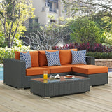 Sojourn 3 Piece Outdoor Patio Sunbrella® Sectional Set Canvas Tuscan EEI-2384-CHC-TUS-SET