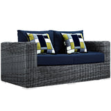 Summon 5 Piece Outdoor Patio Sunbrella® Sectional Set Canvas Navy EEI-2388-GRY-NAV-SET