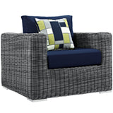 Summon 5 Piece Outdoor Patio Sunbrella® Sectional Set Canvas Navy EEI-2388-GRY-NAV-SET