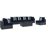 Summon 7 Piece Outdoor Patio Sunbrella® Sectional Set Canvas Navy EEI-2392-GRY-NAV-SET