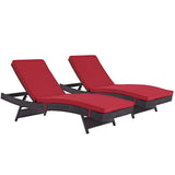 Convene Chaise Outdoor Patio Set of 2 Espresso Red EEI-2428-EXP-RED-SET
