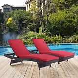 Convene Chaise Outdoor Patio Set of 2 Espresso Red EEI-2428-EXP-RED-SET