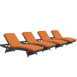 Convene Chaise Outdoor Patio Set of 4 Espresso Orange EEI-2429-EXP-ORA-SET