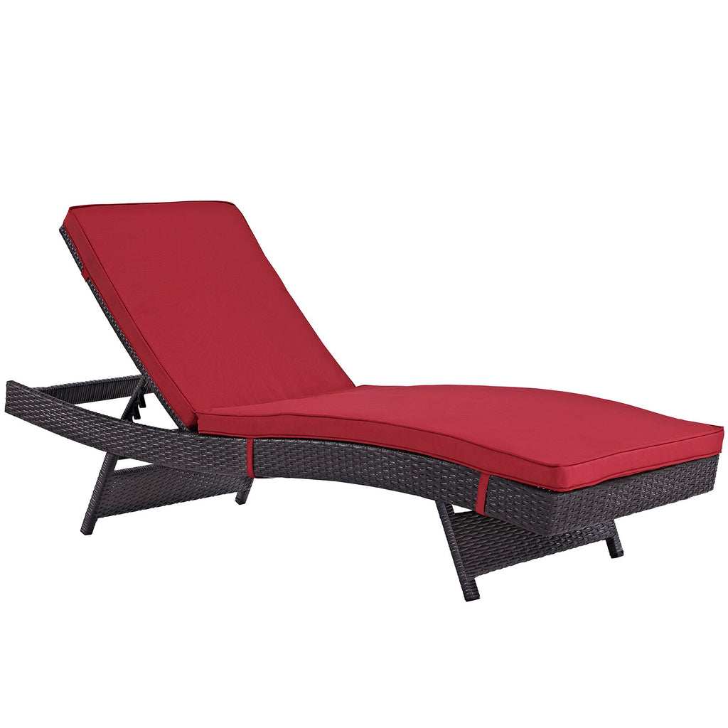 Convene Chaise Outdoor Patio Set of 4 Espresso Red EEI-2429-EXP-RED-SET