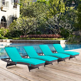 Convene Chaise Outdoor Patio Set of 4 Espresso Turquoise EEI-2429-EXP-TRQ-SET