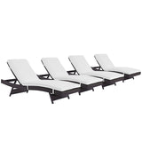 Convene Chaise Outdoor Patio Set of 4 Espresso White EEI-2429-EXP-WHI-SET