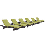 Convene Chaise Outdoor Patio Set of 6 Espresso Peridot EEI-2430-EXP-PER-SET