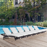 Convene Chaise Outdoor Patio Set of 6 Espresso White EEI-2430-EXP-WHI-SET