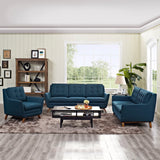 Beguile Living Room Set Upholstered Fabric Set of 3 Azure EEI-2431-AZU-SET