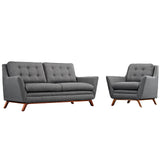 Beguile Living Room Set Upholstered Fabric Set of 2 Gray EEI-2432-DOR-SET