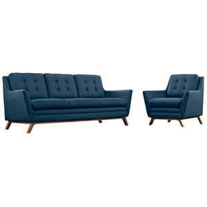 Beguile Living Room Set Upholstered Fabric Set of 2 Azure EEI-2433-AZU-SET