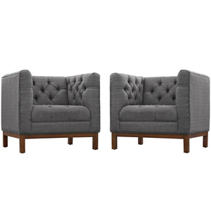 Panache Living Room Set Upholstered Fabric Set of 2 Gray EEI-2436-DOR-SET