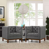 Panache Living Room Set Upholstered Fabric Set of 2 Gray EEI-2436-DOR-SET