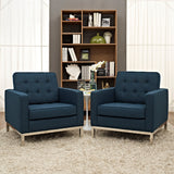 Loft Armchairs Upholstered Fabric Set of 2 Azure EEI-2440-AZU-SET