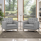 Modway Furniture Loft Armchairs Upholstered Fabric Set of 2 Light Gray 31 x 31 x 32