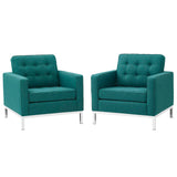 Loft Armchairs Upholstered Fabric Set of 2 Teal EEI-2440-TEA-SET