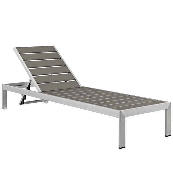 Shore Chaise Outdoor Patio Aluminum Set of 4 Silver Gray EEI-2468-SLV-GRY-SET