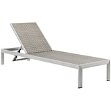 Shore Chaise Outdoor Patio Aluminum Set of 2 Silver Gray EEI-2477-SLV-GRY-SET