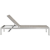 Shore Chaise Outdoor Patio Aluminum Set of 2 Silver Gray EEI-2477-SLV-GRY-SET