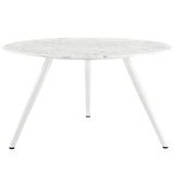 Lippa 54" Round Artificial Marble Dining Table with Tripod Base White EEI-2526-WHI