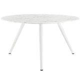 Lippa 54" Round Artificial Marble Dining Table with Tripod Base White EEI-2526-WHI