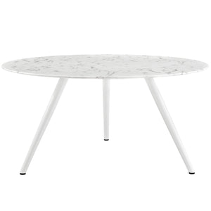 Lippa 60" Round Artificial Marble Dining Table with Tripod Base White EEI-2527-WHI