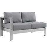 Shore 5 Piece Outdoor Patio Aluminum Sectional Sofa Set Silver Gray EEI-2557-SLV-GRY