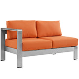 Shore 6 Piece Outdoor Patio Aluminum Sectional Sofa Set Silver Orange EEI-2558-SLV-ORA