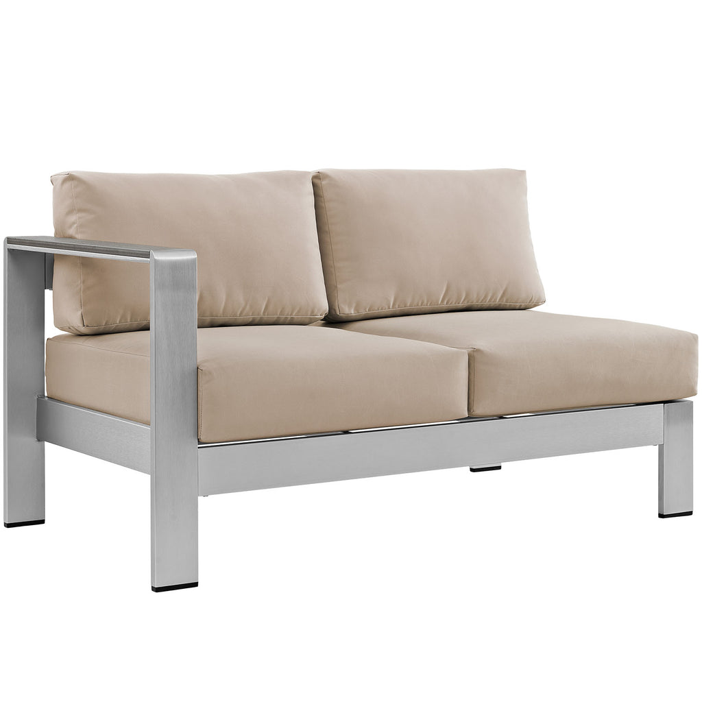 Shore 4 Piece Outdoor Patio Aluminum Sectional Sofa Set Silver Beige EEI-2559-SLV-BEI