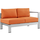 Shore 4 Piece Outdoor Patio Aluminum Sectional Sofa Set Silver Orange EEI-2559-SLV-ORA