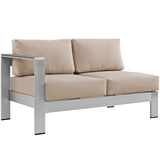 Shore 5 Piece Outdoor Patio Aluminum Sectional Sofa Set Silver Beige EEI-2560-SLV-BEI