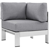 Shore 5 Piece Outdoor Patio Aluminum Sectional Sofa Set Silver Gray EEI-2560-SLV-GRY