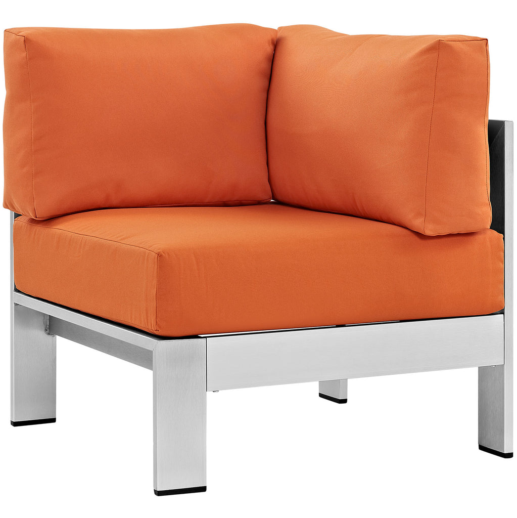 Shore 6 Piece Outdoor Patio Aluminum Sectional Sofa Set Silver Orange EEI-2561-SLV-ORA