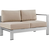 Shore 7 Piece Outdoor Patio Aluminum Sectional Sofa Set Silver Beige EEI-2562-SLV-BEI