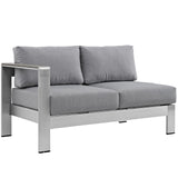 Shore 7 Piece Outdoor Patio Aluminum Sectional Sofa Set Silver Gray EEI-2562-SLV-GRY
