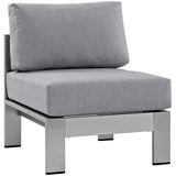 Shore 5 Piece Outdoor Patio Aluminum Sectional Sofa Set Silver Gray EEI-2564-SLV-GRY