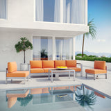 Shore 5 Piece Outdoor Patio Aluminum Sectional Sofa Set Silver Orange EEI-2564-SLV-ORA