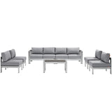 Shore 7 Piece Outdoor Patio Sectional Sofa Set Silver Gray EEI-2566-SLV-GRY