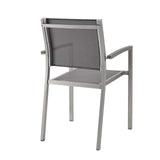 Shore Dining Chair Outdoor Patio Aluminum Set of 2 Silver Gray EEI-2586-SLV-GRY-SET