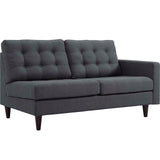 Empress Right-Facing Upholstered Fabric Loveseat Gray EEI-2595-DOR