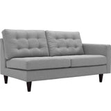 Empress Right-Facing Upholstered Fabric Loveseat Light Gray EEI-2595-LGR