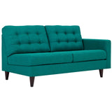 Empress Right-Facing Upholstered Fabric Loveseat Teal EEI-2595-TEA