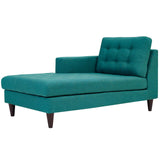 Empress Left-Arm Upholstered Fabric Chaise Teal EEI-2596-TEA