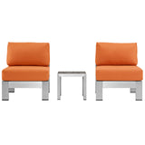 Shore 3 Piece Outdoor Patio Aluminum Sectional Sofa Set Silver Orange EEI-2598-SLV-ORA