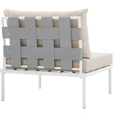 Harmony Armless Outdoor Patio Aluminum Chair White Beige EEI-2600-WHI-BEI