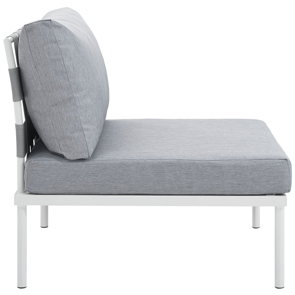 Harmony Armless Outdoor Patio Aluminum Chair White Gray EEI-2600-WHI-GRY