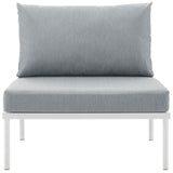 Harmony Armless Outdoor Patio Aluminum Chair White Gray EEI-2600-WHI-GRY
